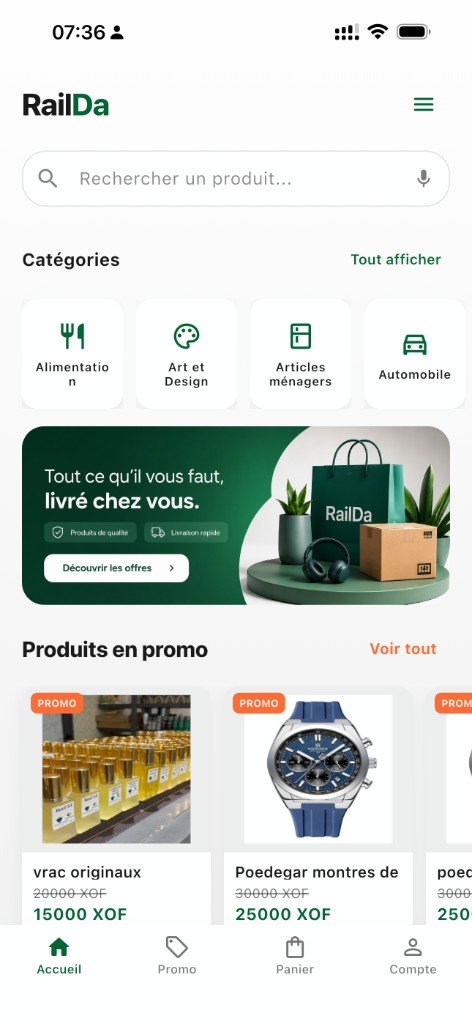 Écran d’accueil RailDa